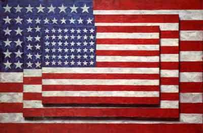  Image:  Jasper Johns, Three Flags, 1958, Whitney Museum of American Art